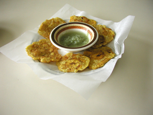 Tostones and mojo sauce